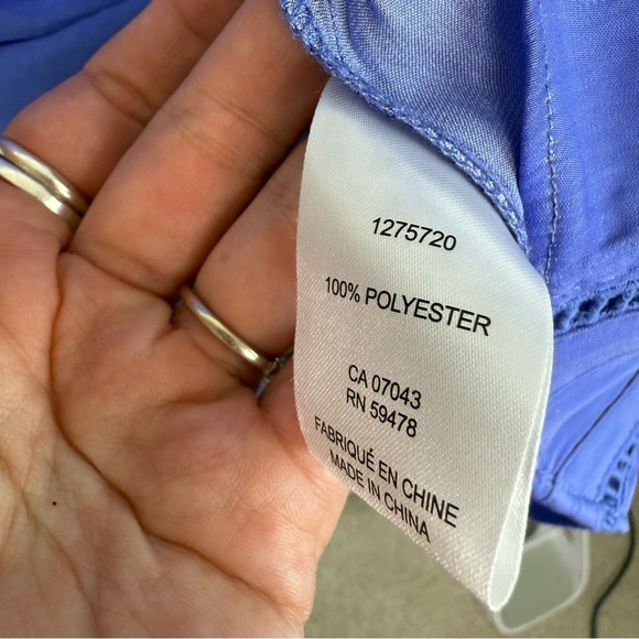 Joie Blue Silky Button-Front Blouse - Picture 4 of 5